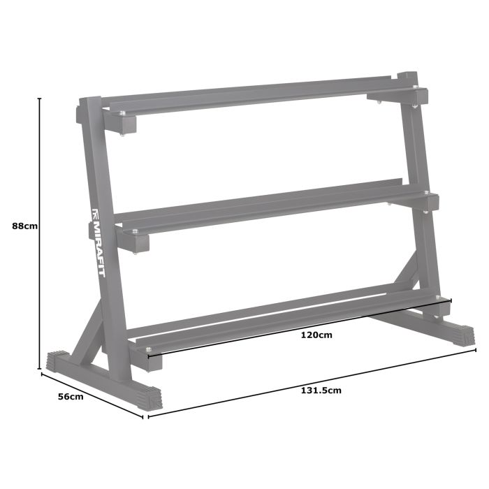 MIRAFIT - RUBBER DUMBBELL SET & 3 TIER WEIGHT RACK